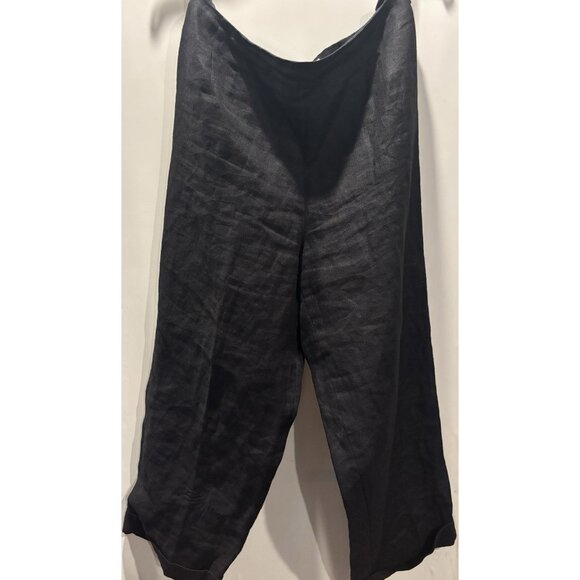 Talbots Pants Womens Size 12 Black 100% Linen Trousers Wide Leg Signature - Picture 2 of 7